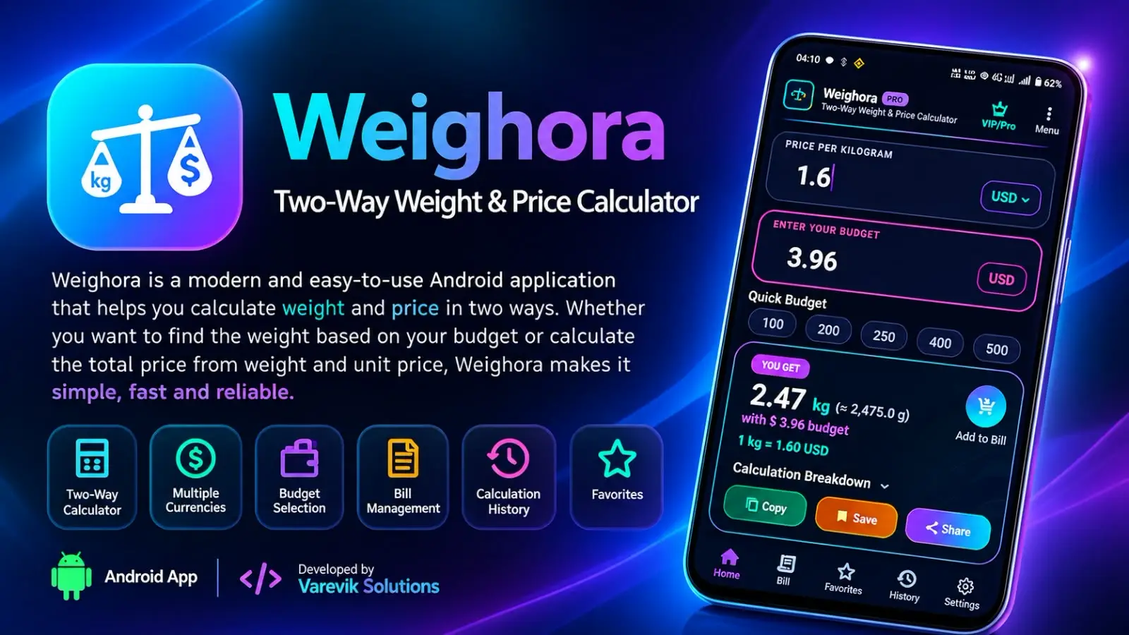 weighora price to weight and weight to price calculator